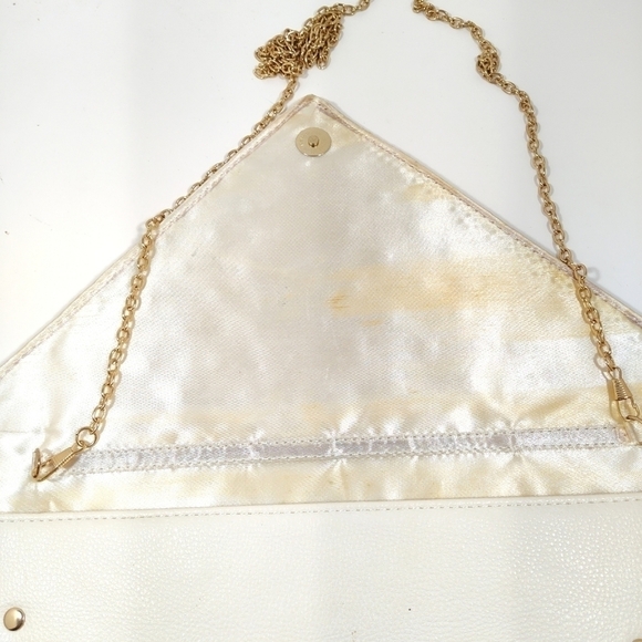 White Envelope Clutch with Gold Stud Accents – Glam Party Purse - Picture 5 of 5